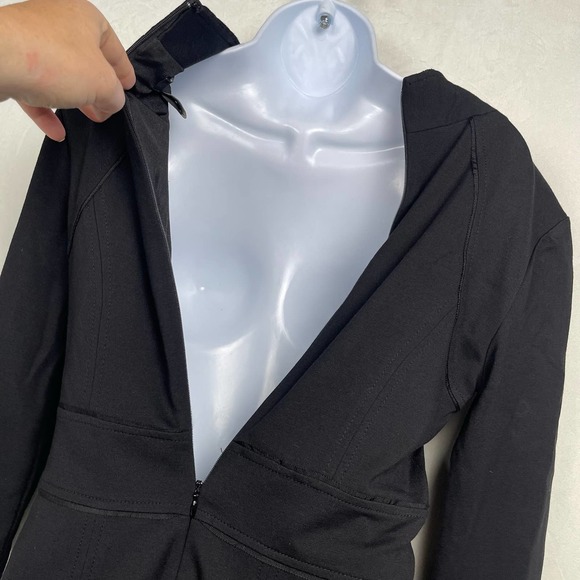 Ponte Knit White House Black Market Black Dress, Military Goldtone Buttons, Sz 2 - Picture 13 of 16